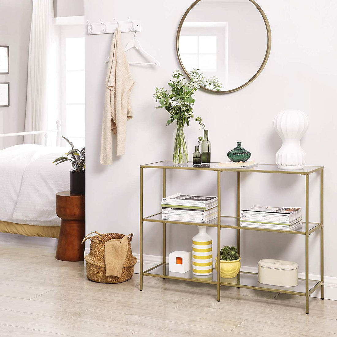 Sofa Console Table with 3 Shelves