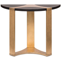 Contemporary Half Round Brass and Black Hallway Console Table