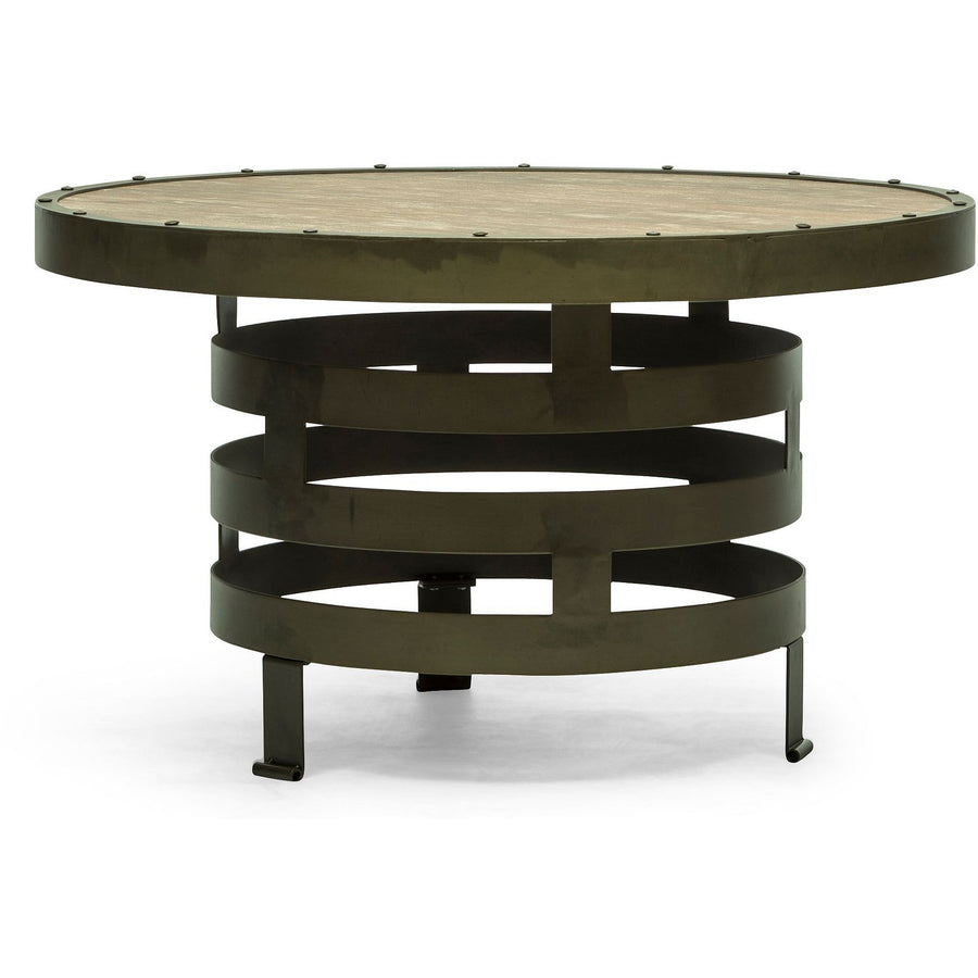 Retro Style Spiral Round Coffee Table with Wood Top