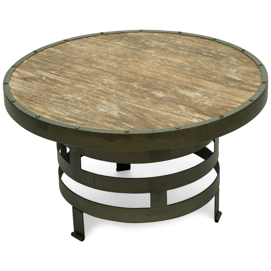 Retro Style Spiral Round Coffee Table with Wood Top