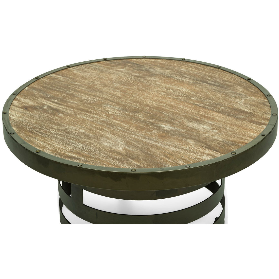 Retro Style Spiral Round Coffee Table with Wood Top