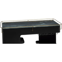 Large Contemporary Black Gold Drinks Trolley Bar Cart with Marble Top and Stemware Rack