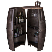 Iron Barrel Shaped Wine Rack Bar Cabinet with Wheels