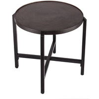 Small Round Iron Black Side Table with Copper Finish Top