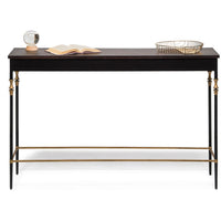 Gold Black Wooden Slim Hallway Console Table with Finial Legs