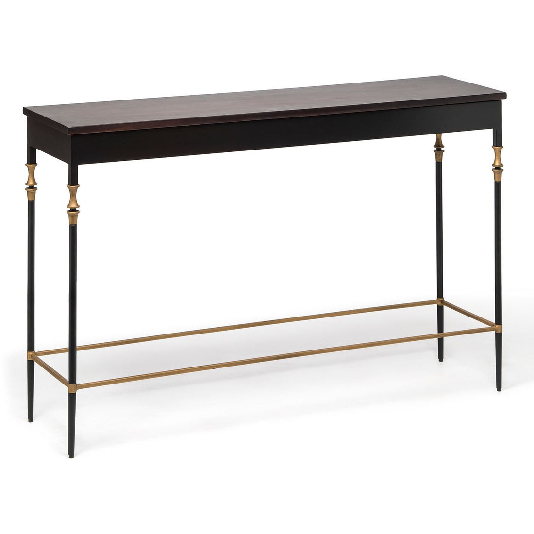 Gold Black Wooden Slim Hallway Console Table with Finial Legs