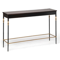 Gold Black Wooden Slim Hallway Console Table with Finial Legs