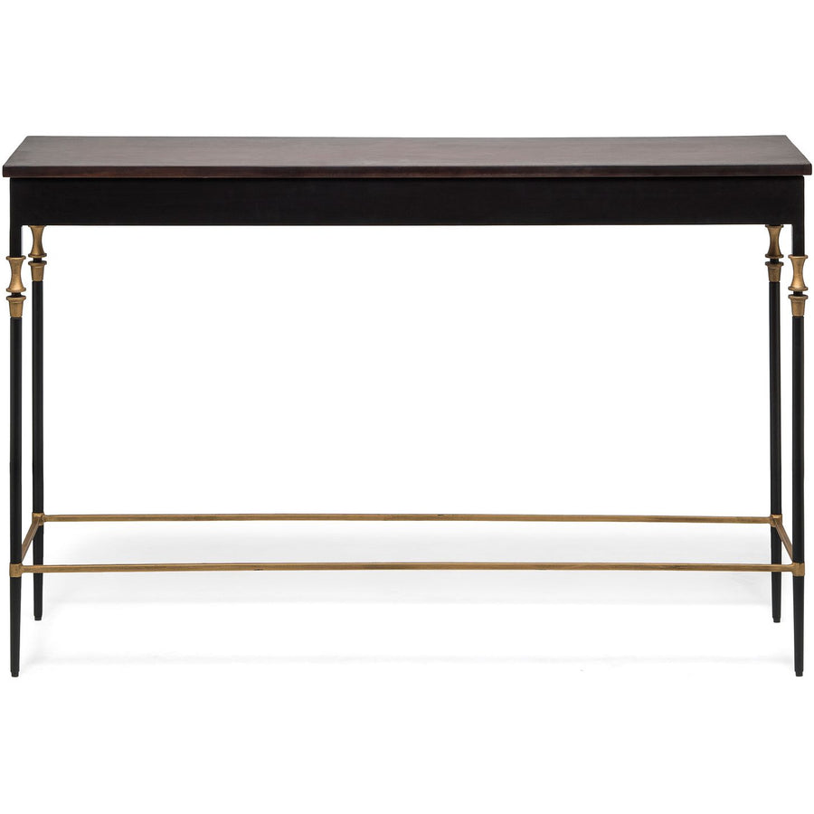 Gold Black Wooden Slim Hallway Console Table with Finial Legs