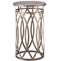 Round Iron Side Table with Cross Legs in Brass Finish