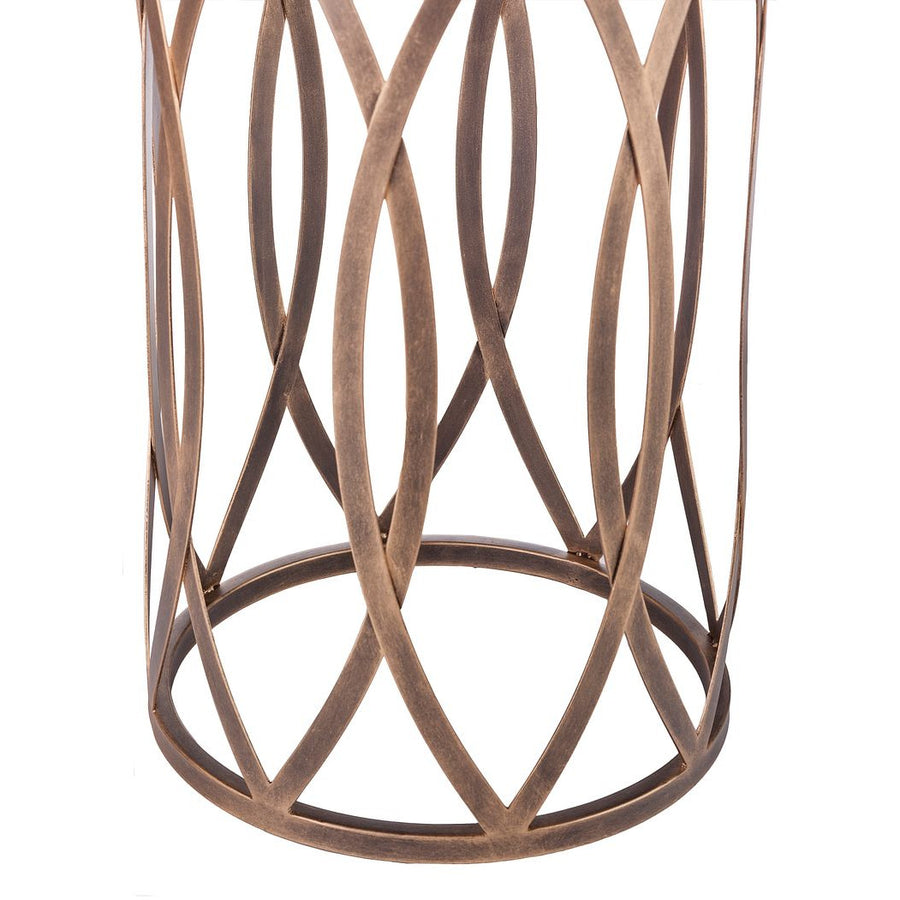 Round Iron Side Table with Cross Legs in Brass Finish