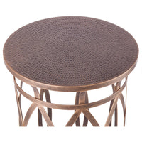 Round Iron Side Table with Cross Legs in Brass Finish