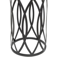 Black Round Iron Side Table with Cross Legs and Silver Finish Top