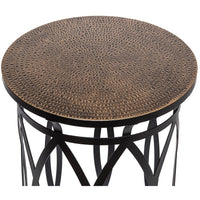 Black Round Iron Side Table with Cross Legs and Gold Finish Top