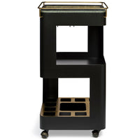 Contemporary Black Gold Drinks Trolley Bar Cart with Marble Top