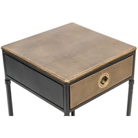 Black Bedside Table with Storage Drawer and Gold Finished Textured Top