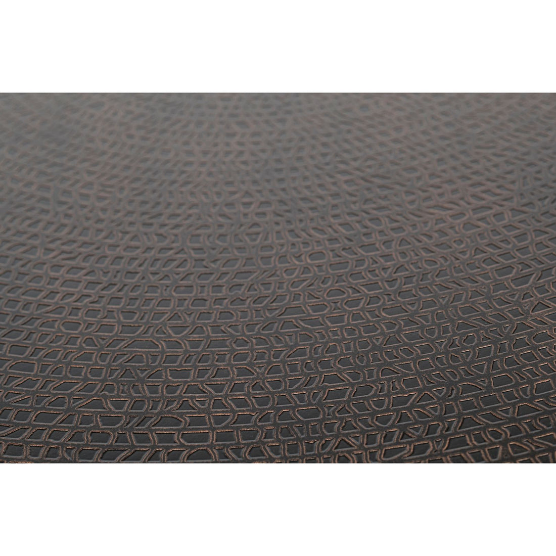 Modern Black Round Coffee Table with Copper Finish Engraved Top