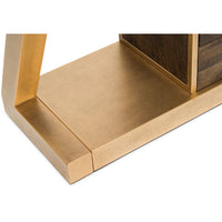 Contemporary Brass Wooden Z-Shaped Hallway Console Table with Drawers