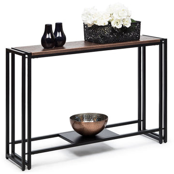 Sleek Hallway Console Table with Copper Textured Top