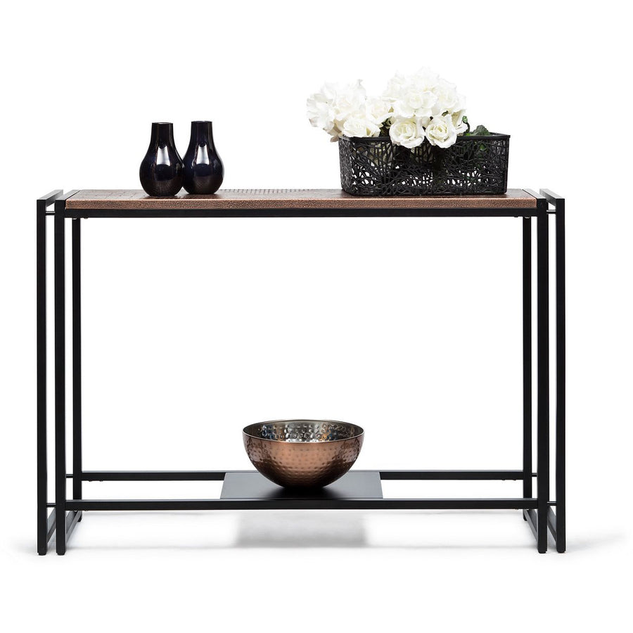 Sleek Hallway Console Table with Copper Textured Top