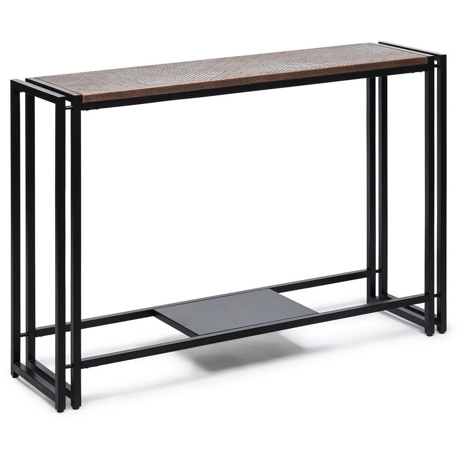 Sleek Hallway Console Table with Copper Textured Top