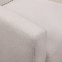 Armchair in Beige Upholstered Fabric with Wooden leg