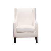 Armchair in Cream Colour Upholstered Fabric with Wooden leg