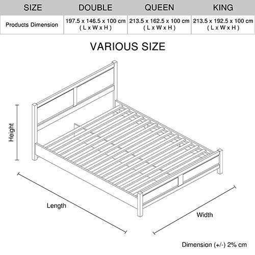 5 Pieces Bedroom Queen Suite - Oak Bed, Bedside Table, Tallboy & Dresser