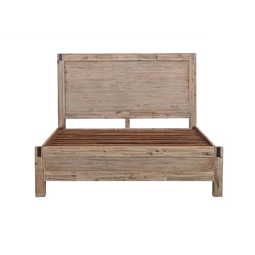 Oak Bed Frame in Solid Acacia Wood with Medium High Headboard - King Single