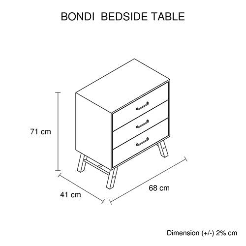 3 drawers Bedside Table