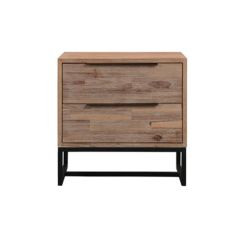 Wood Veneered Bedside Table with 2 drawers Side Table