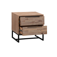 Wood Veneered Bedside Table with 2 drawers Side Table