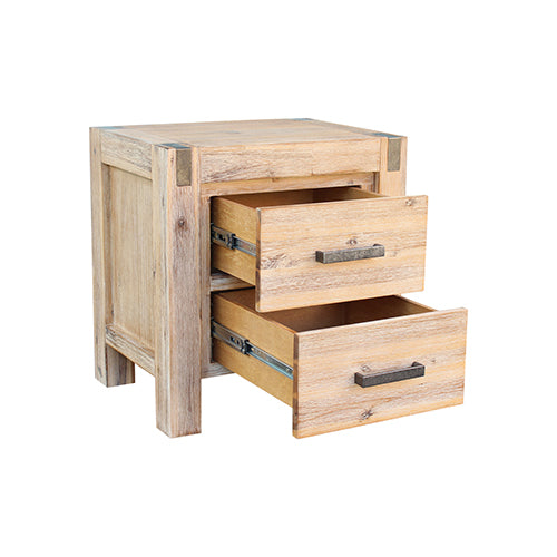 Natural Oak Bedside Table with 2 drawers