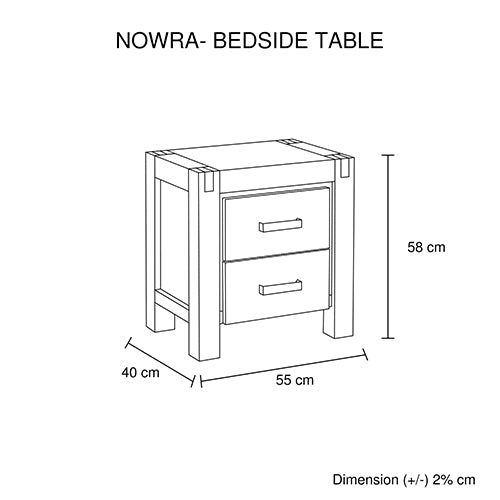 Natural Oak Bedside Table with 2 drawers