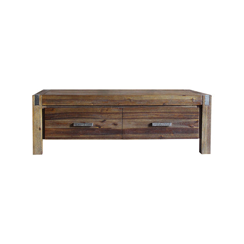 Coffee Table Solid Acacia Wood with 1 Drawer - Dark Wood