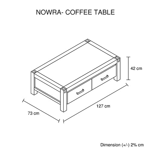 Coffee Table Solid Oak Acacia Wood & Veneer 1 Drawers