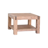 Lamp Table Open Storage with Solid Wooden Frame - Pale Wood