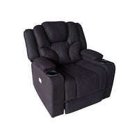 Single Seater Fabric Lounge Set Electric Recliner with LED Features - Black