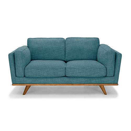 3+2 Seater Fabric Lounge Set with Wooden Frame - Teal