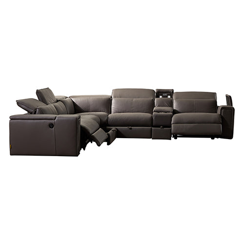 Genuine Leather Electric Recliner Lounge Set - Grey