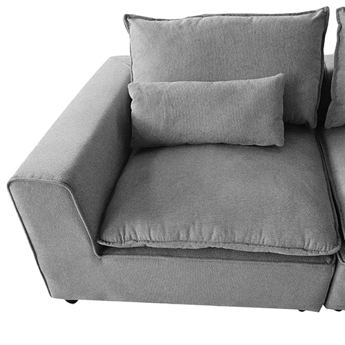 6 Seater Lounge Set in Belfast Fabric Grey with Ottoman