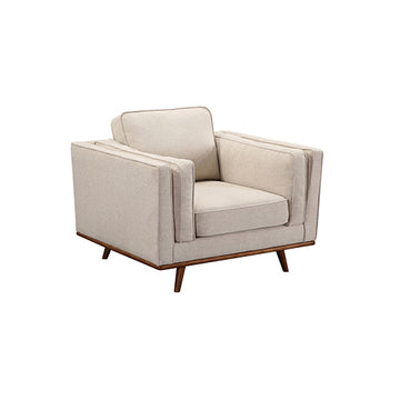 Single Seater Fabric Armchair with Wooden Frame - Beige