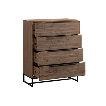 Dark Wood Tallboy with 4 Storage Drawers