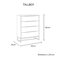 Dark Wood Tallboy with 4 Storage Drawers
