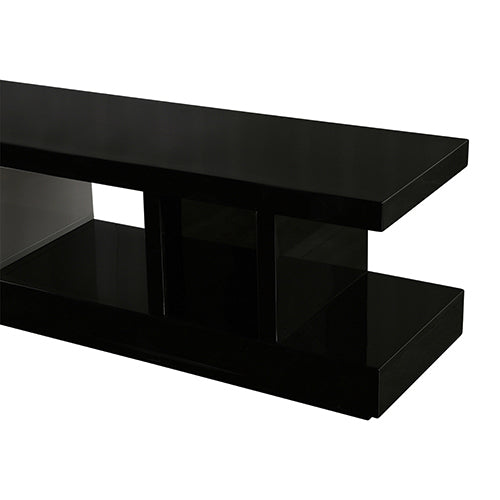 TV Cabinet with 2 Storage Drawers With High Glossy Assembled Entertainment Unit in Black & White colour