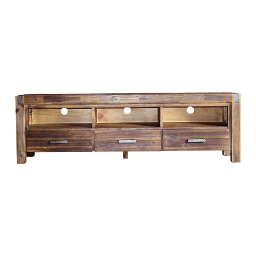 Entertainment Unit with 3 Storage Drawers and Shelf Acacia Wooden Frame