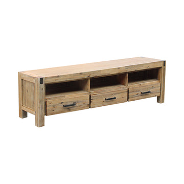 Entertainment Unit with 3 Storage Drawers Solid Acacia Wood