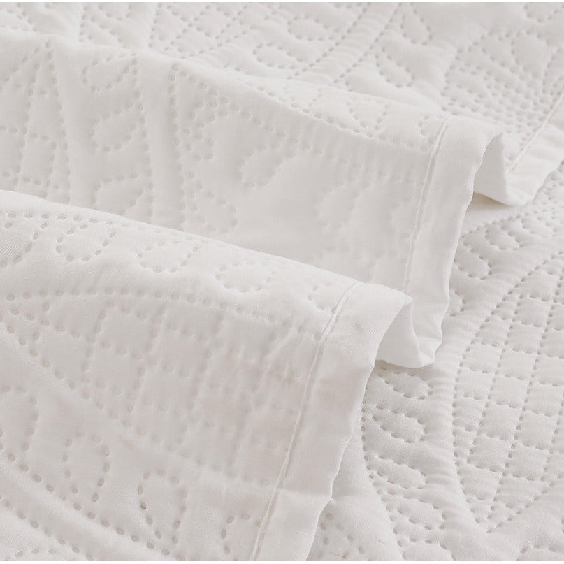 Lisbon Quilted 3 Pieces Embossed Coverlet Set-queen/double white