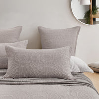 Lisbon Quilted 3 Pieces Embossed Coverlet Set-queen/king beige