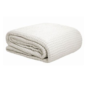 Cotton Waffle Blanket White Single