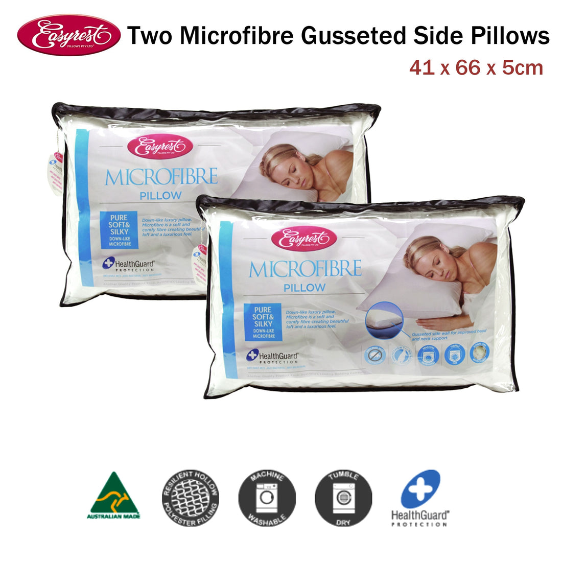 Two Microfibre Standard Gusseted Pillows